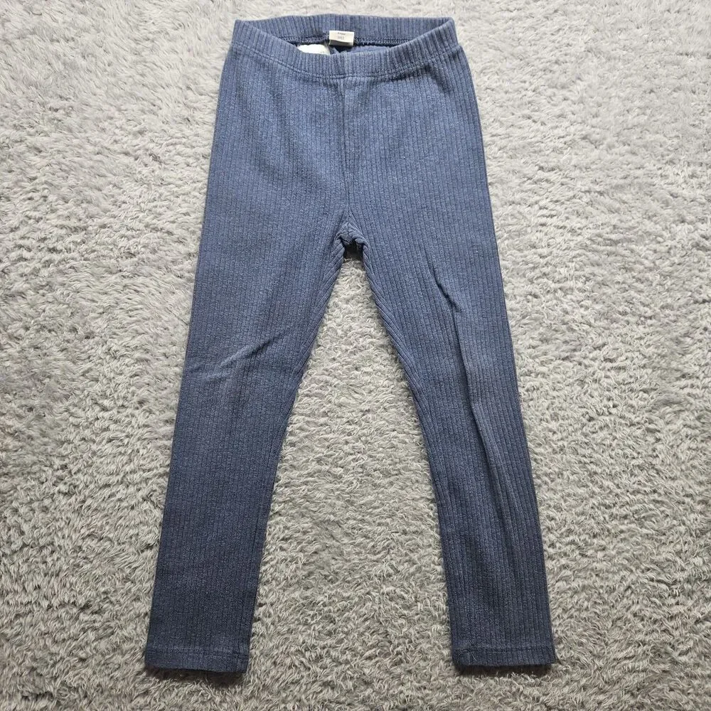 Gap Girls Blue Ribbed Pants Size 5 Stretch Legging Casual Play Comfort